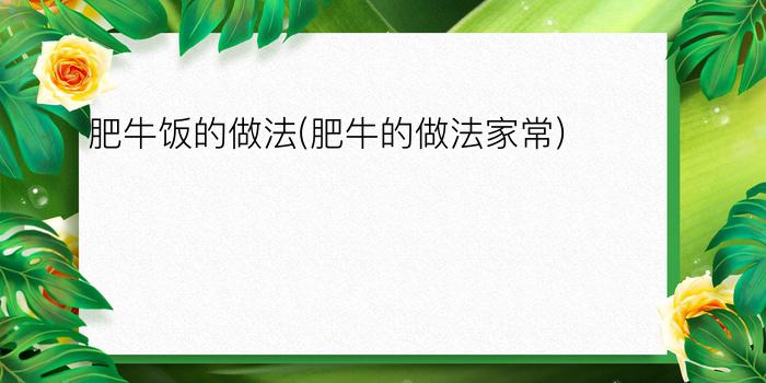 肥牛饭的做法(肥牛的做法家常)