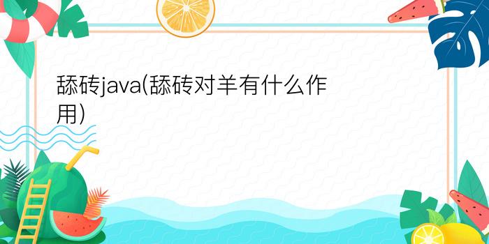 舔砖java(舔砖对羊有什么作用)