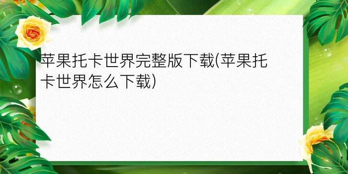 苹果托卡世界完整版下载(苹果托卡世界怎么下载)