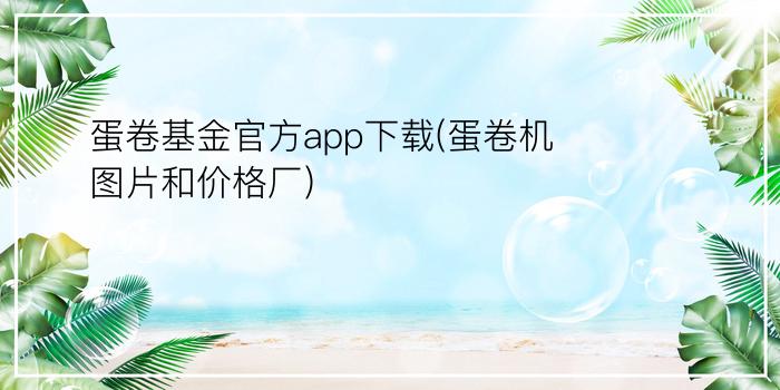 蛋卷基金官方app下载(蛋卷机图片和价格厂)