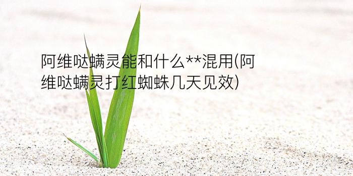 阿维哒螨灵能和什么**混用(阿维哒螨灵打红蜘蛛几天见效)