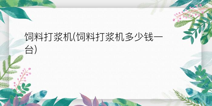 饲料打浆机(饲料打浆机多少钱一台)