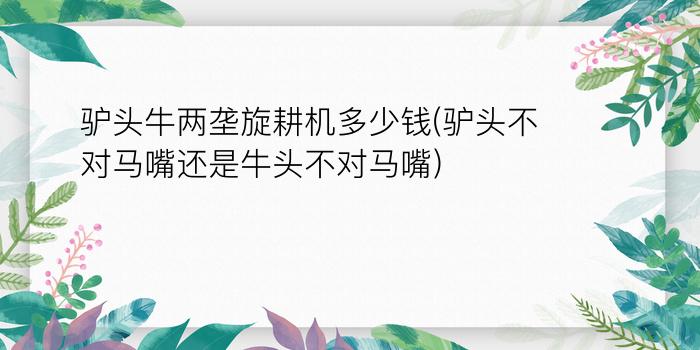 驴头牛两垄旋耕机多少钱(驴头不对马嘴还是牛头不对马嘴)