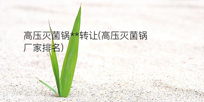 高压灭菌锅**转让(高压灭菌锅厂家排名)