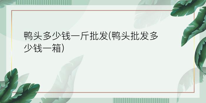 鸭头多少钱一斤批发(鸭头批发多少钱一箱)