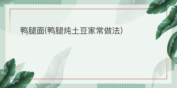 鸭腿面(鸭腿炖土豆家常做法)