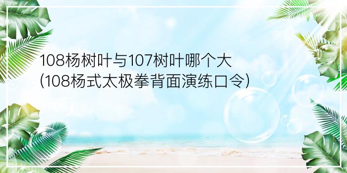 108杨树叶与107树叶哪个大(108杨式太极拳背面演练口令)