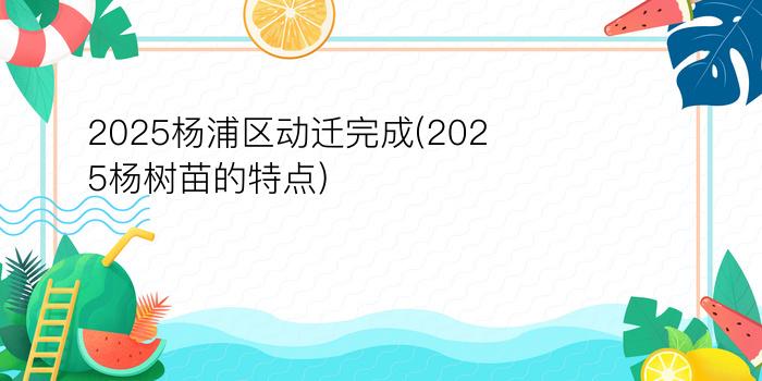 2025杨浦区动迁完成(2025杨树苗的特点)