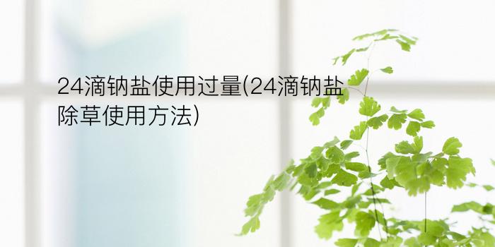 24滴钠盐使用过量(24滴钠盐除草使用方法)